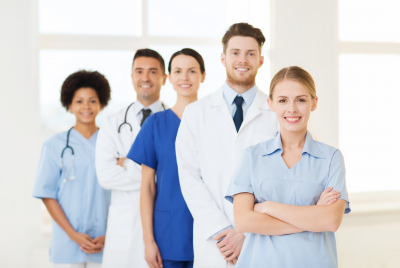 nurses and doctors smiling